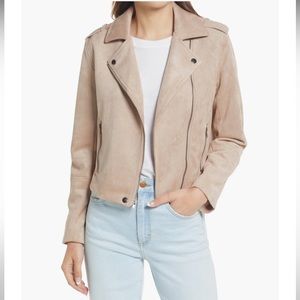 BB Dakota Jet Set Faux Suede Moto Jacket In Light Tan XS